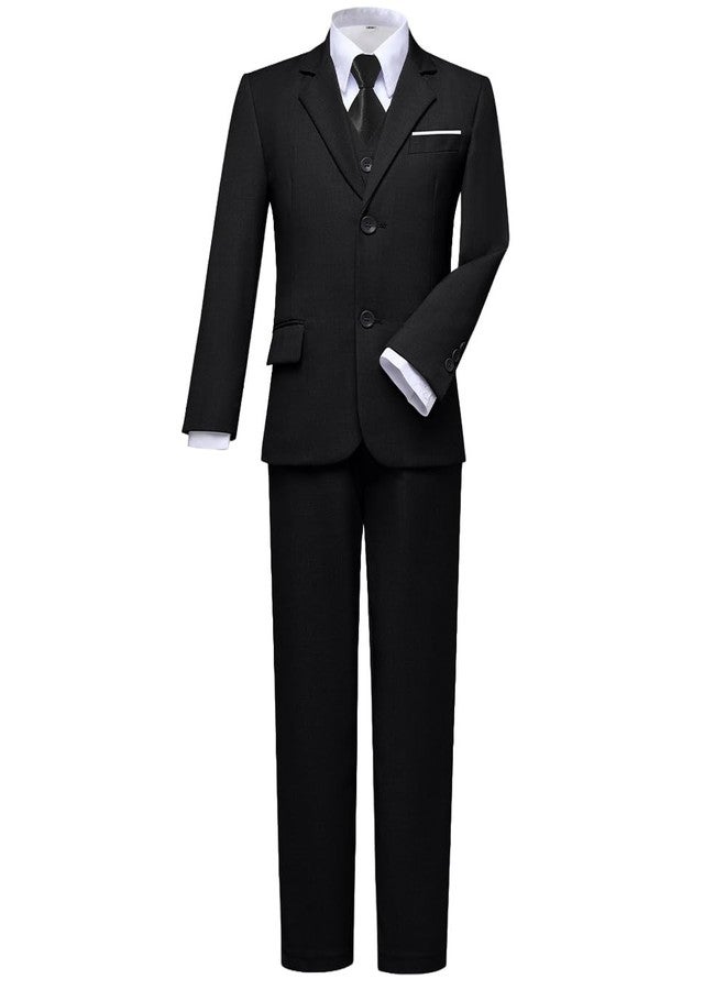 Visaccy Kids Suits for Boy Toddler Wedding Outfit Slim Fit Formal Wear Black Boys Suit Size 14 - Image 1